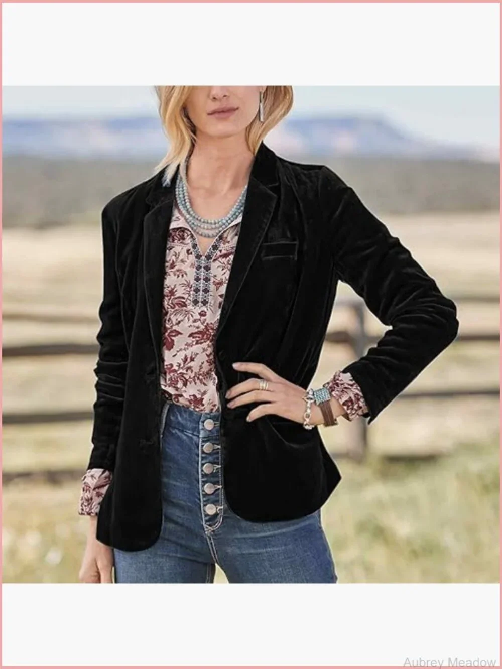Velvet Blazer Notched Lapel Button Front Long Sleeve V Neck Blazers Jacket Coat